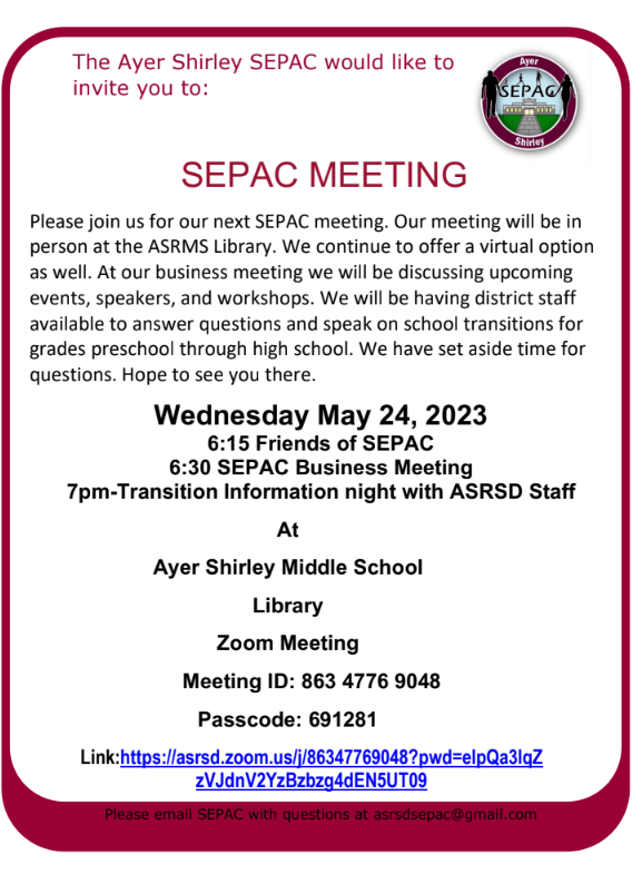 May 2023 SEPAC Meeting